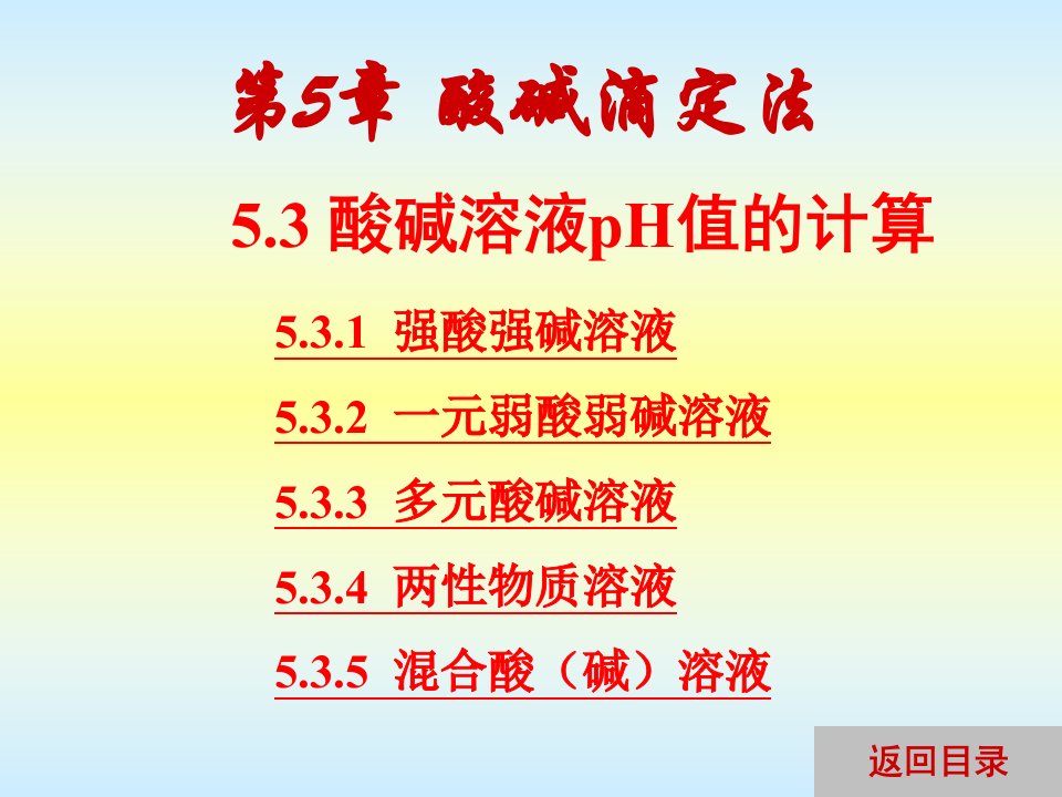 分析化学第2版电子教案5.3酸碱溶液ph值的计算英语