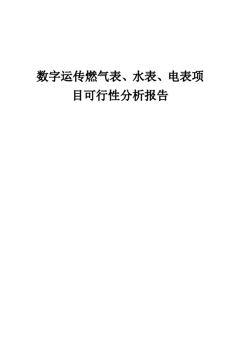 2024年数字运传燃气表、水表、电表项目可行性分析报告