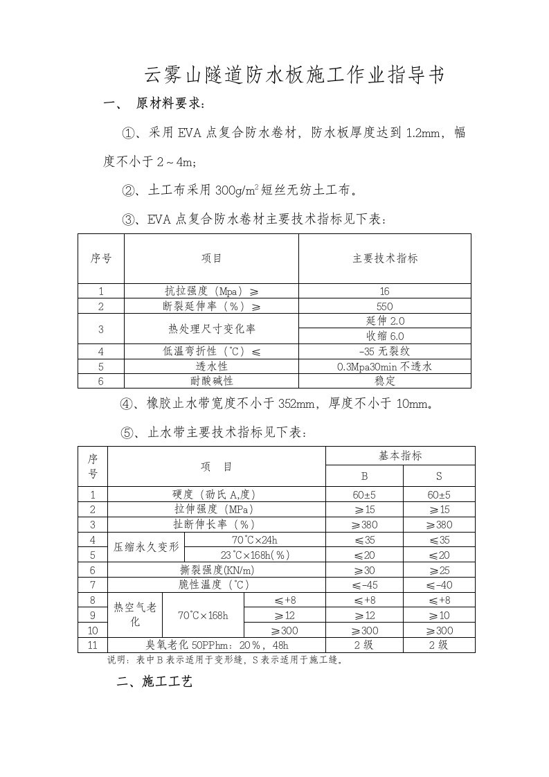 隧道防水板施工作业指导书（复合卷材，防水板厚度达1.2mm）