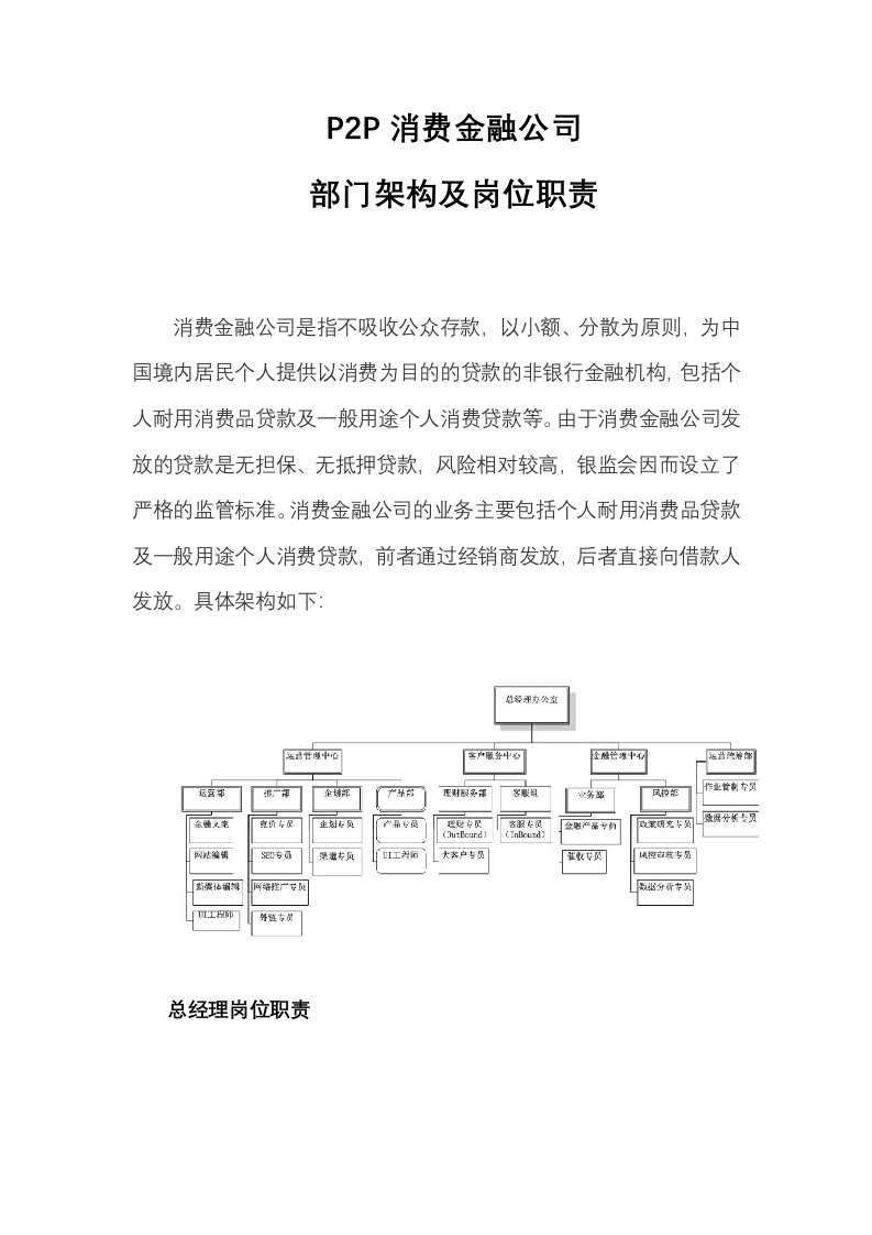 精品文档-PP消费金融公司部门架构及岗位职责