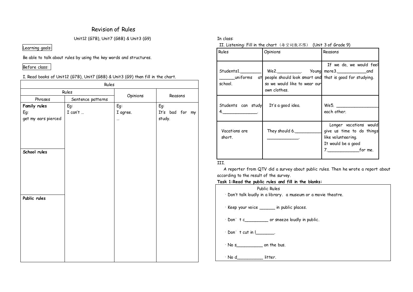 人教版新目标初中英语Revision