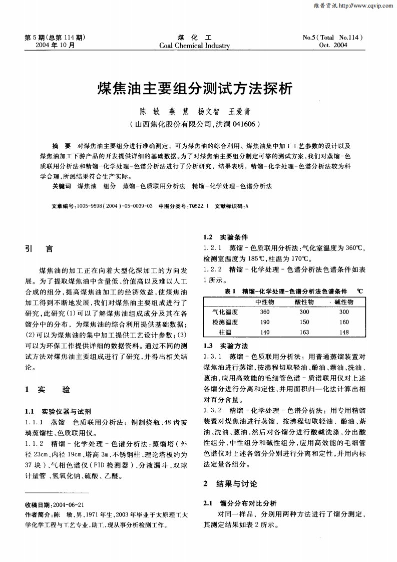 煤焦油主要组分测试方法探析.pdf