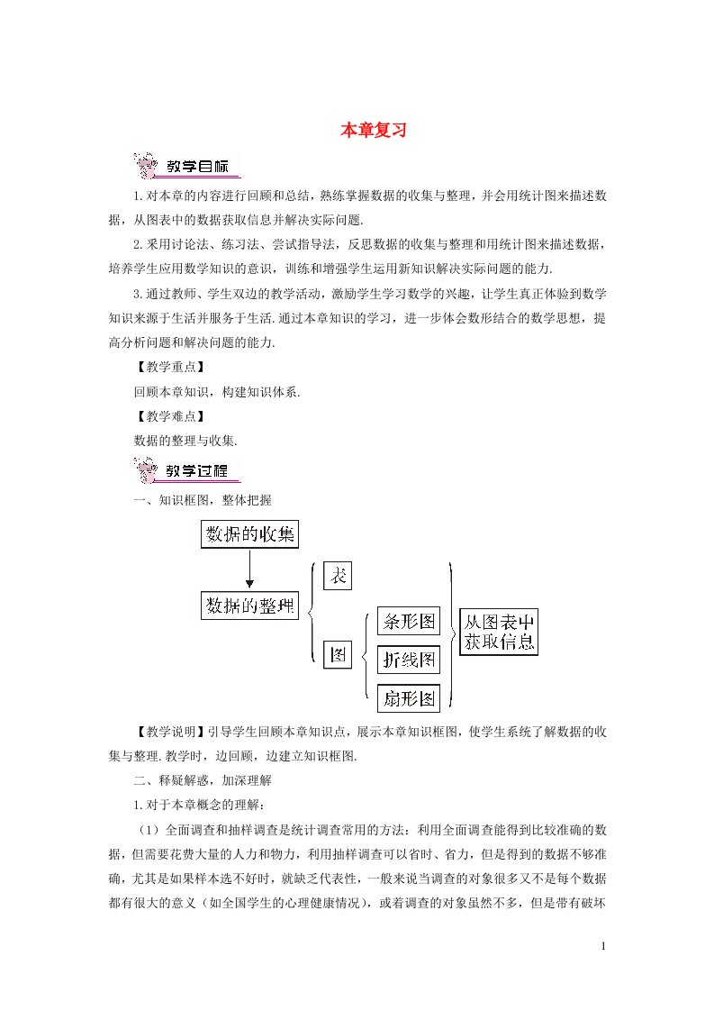 2023七年级数学上册第5章数据的收集与整理本章复习教案新版沪科版