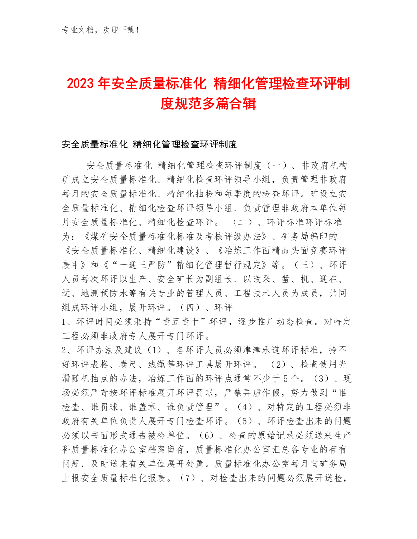 2023年安全质量标准化