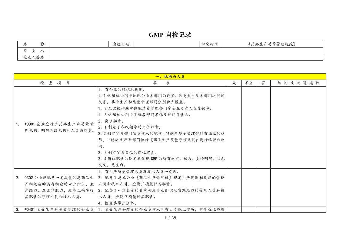 GMP自检记录08版