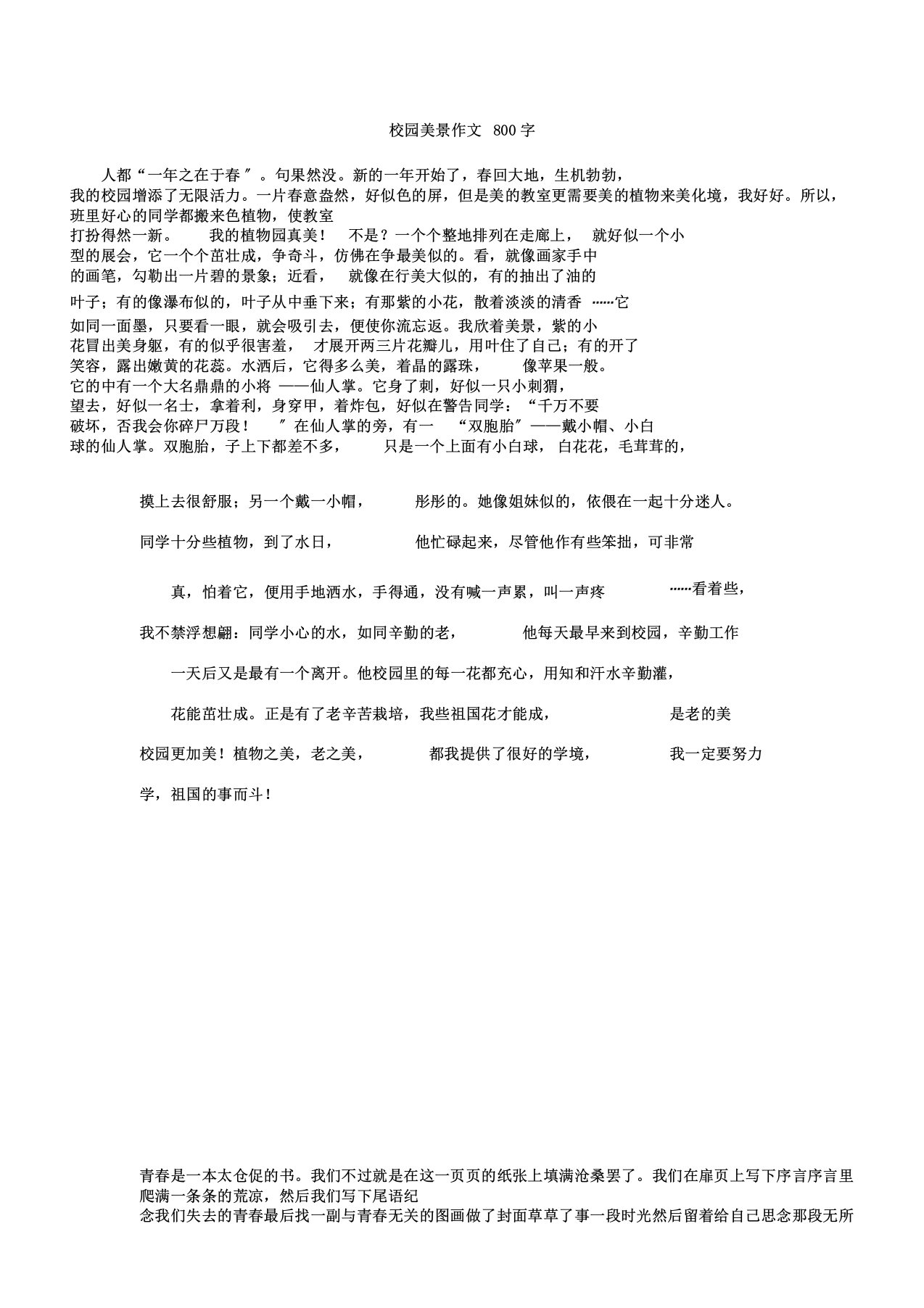 校园美景作文800字(作文)