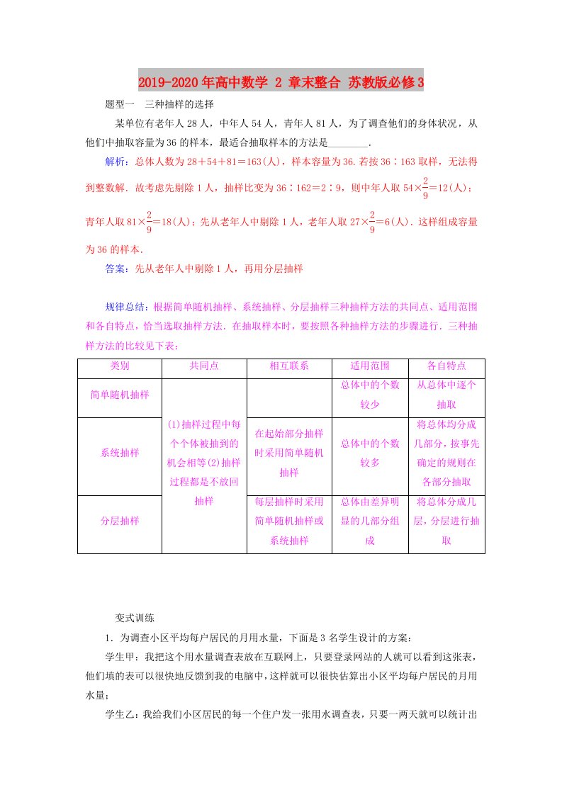 2019-2020年高中数学