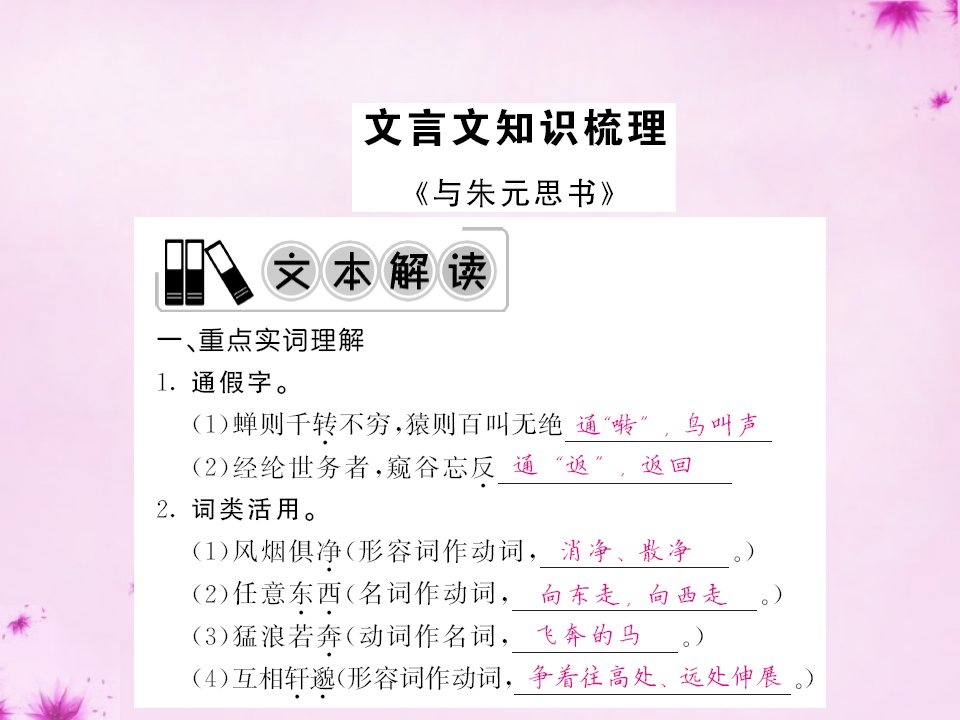 201考语文第一轮复习教材夯基固本八下文言文知识梳理课件新人教版