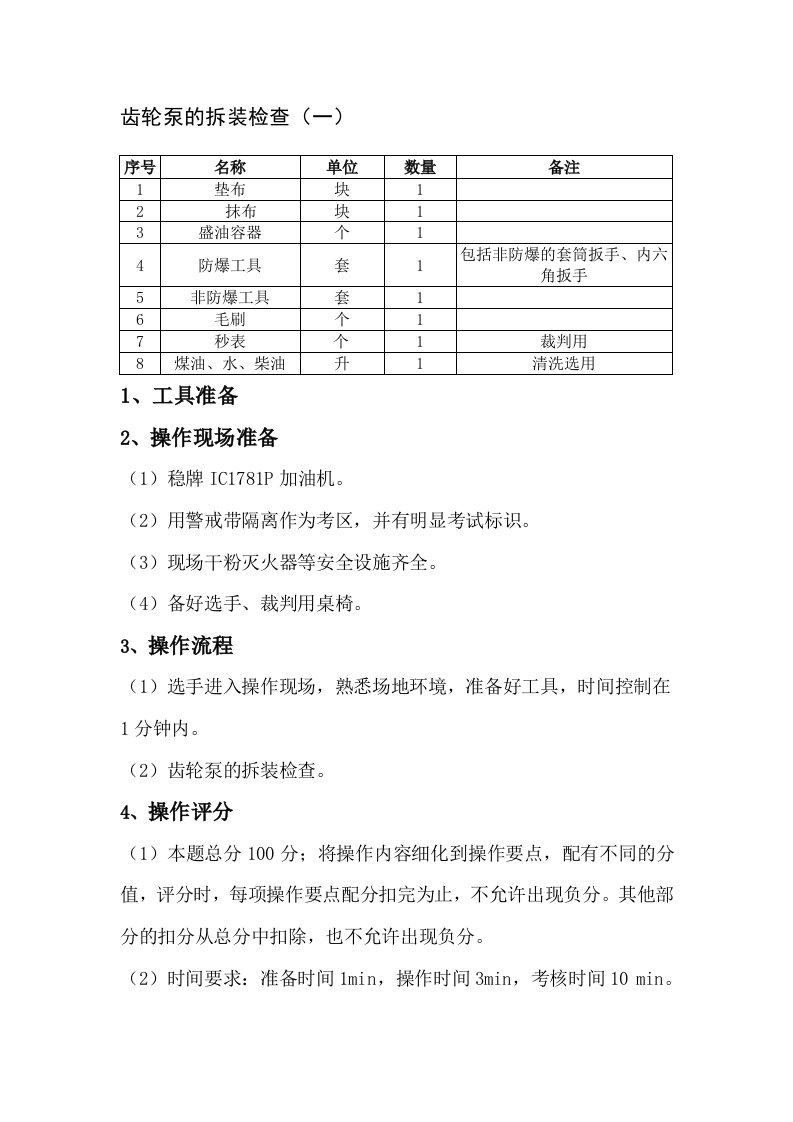 齿轮泵的拆装检查