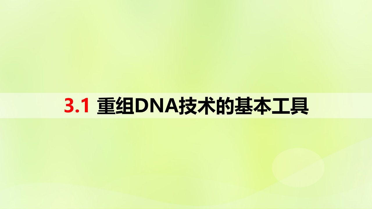 新教材同步备课2024春高中生物第3章基因工程3.1重组DNA技术的基本工具课件新人教版选择性必修3