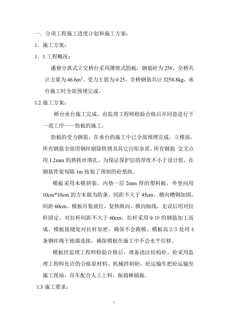 分离式立交桥肋板施工方案