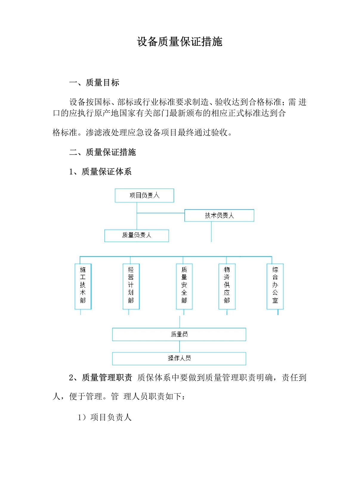 设备质量保证措施