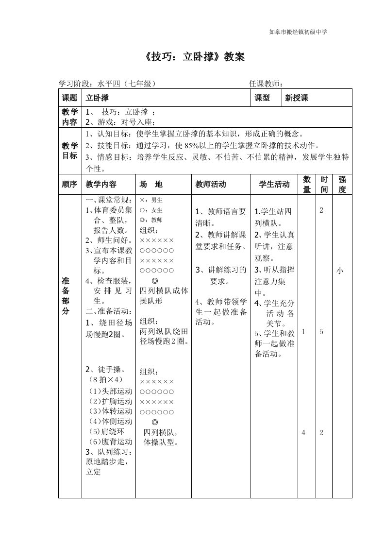 立卧撑教案