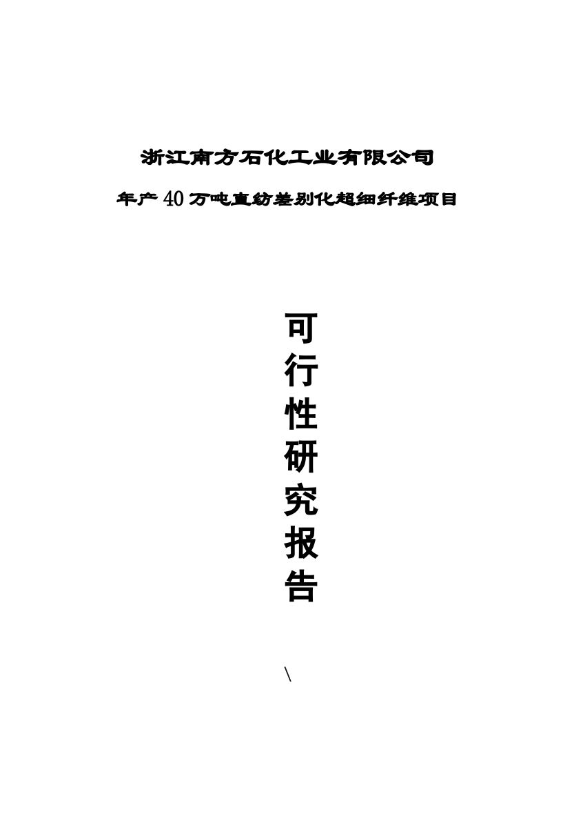 南方石化工业有限公司40万吨直纺差别化超细纤维可行性研究报告