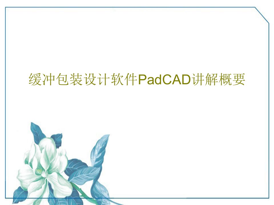 缓冲包装设计软件PadCAD讲解概要共58页PPT