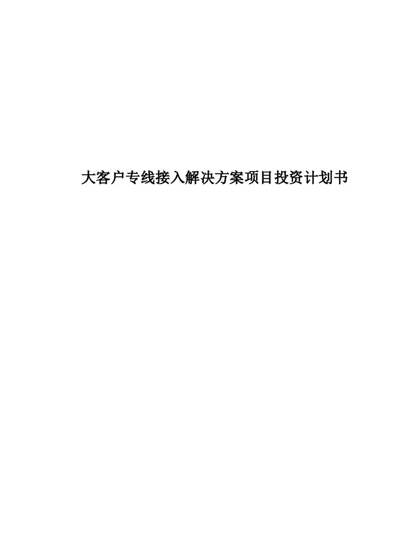 大客户专线接入解决方案项目投资计划书