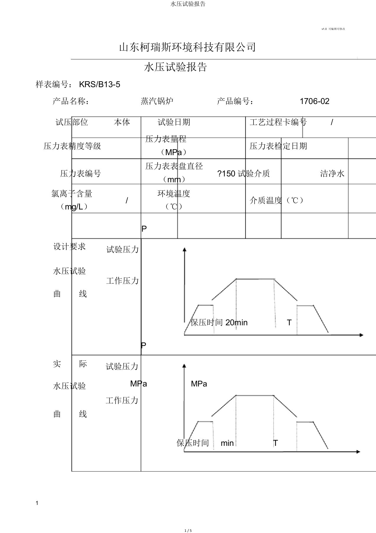 水压试验报告