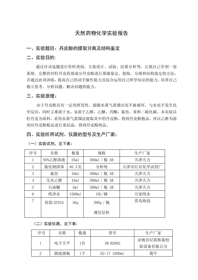 天然药物化学实验报告