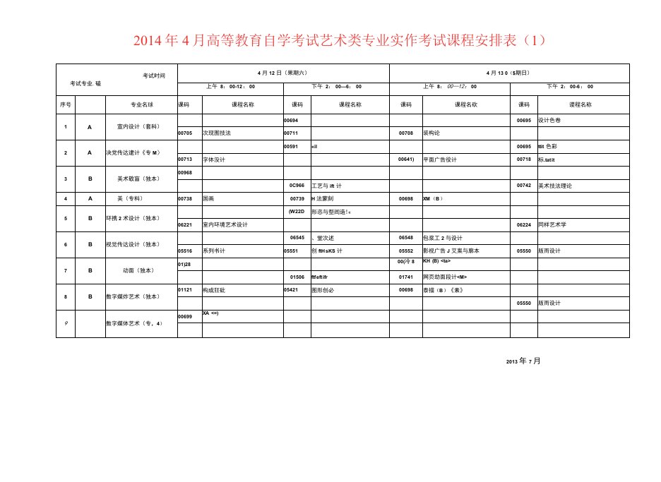 一类助学课程表.doc