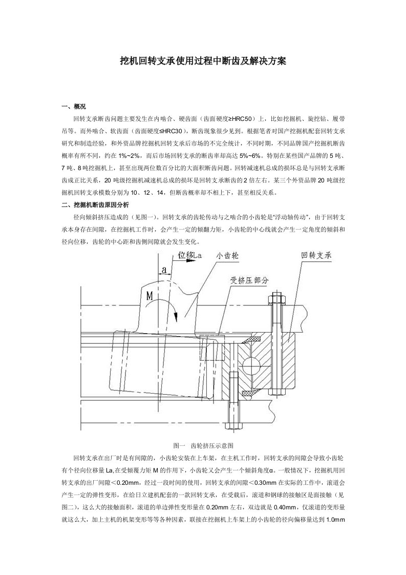 挖机回转支承使用过程中断齿及解决方案