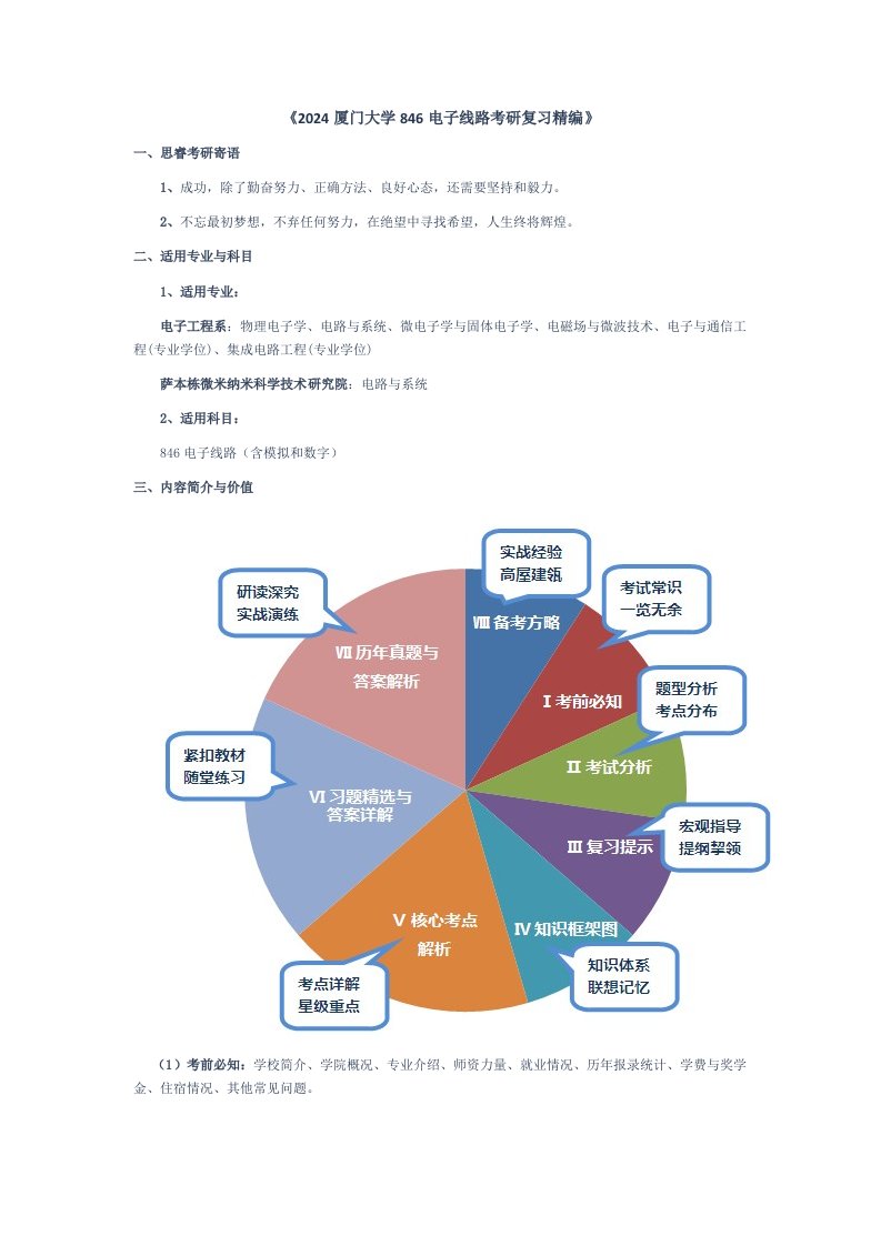 2024厦门大学846电子线路考研复习精编