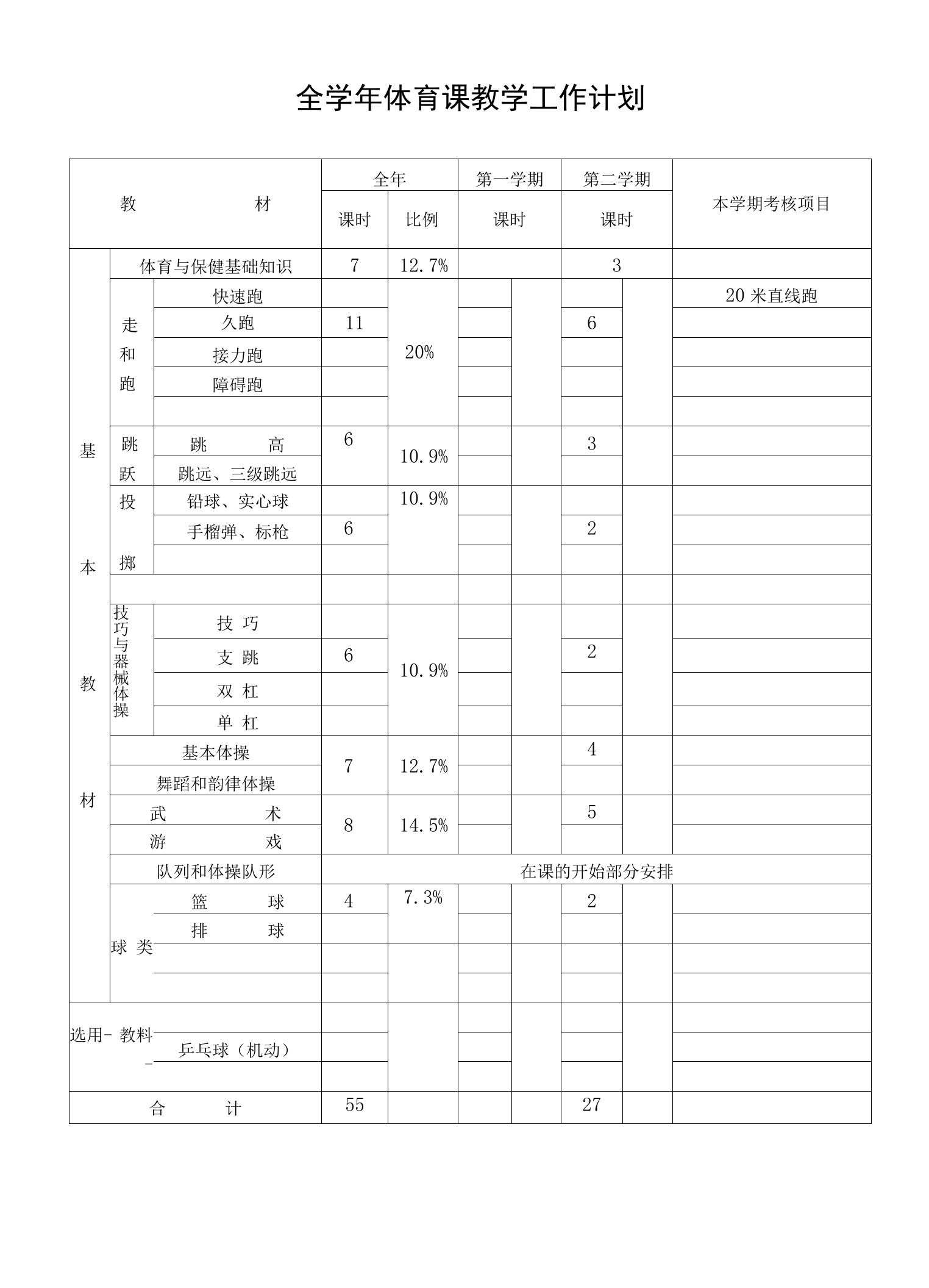 二年级下体育教案学案