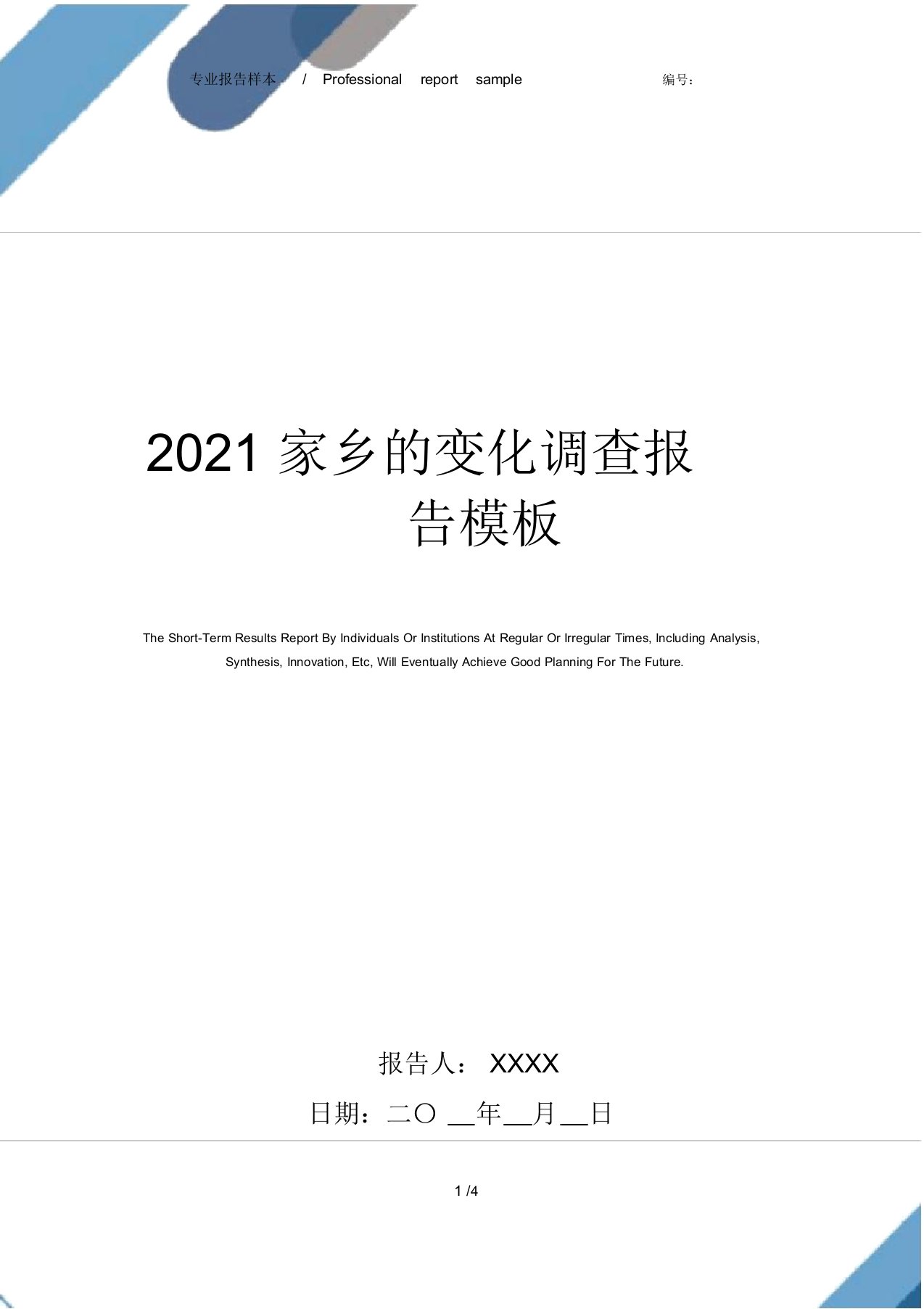 2021家乡的变化调查报告模板范文