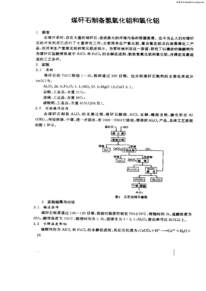 煤矸石制备氢氧化铝和氧化铝.pdf