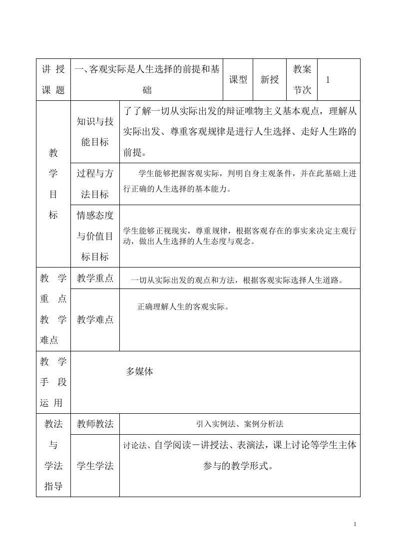 一、客观实际是人生选择的前提和基础