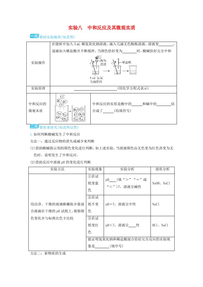 山西省2024九年级化学下册实验八中和反应及其微观实质新版新人教版