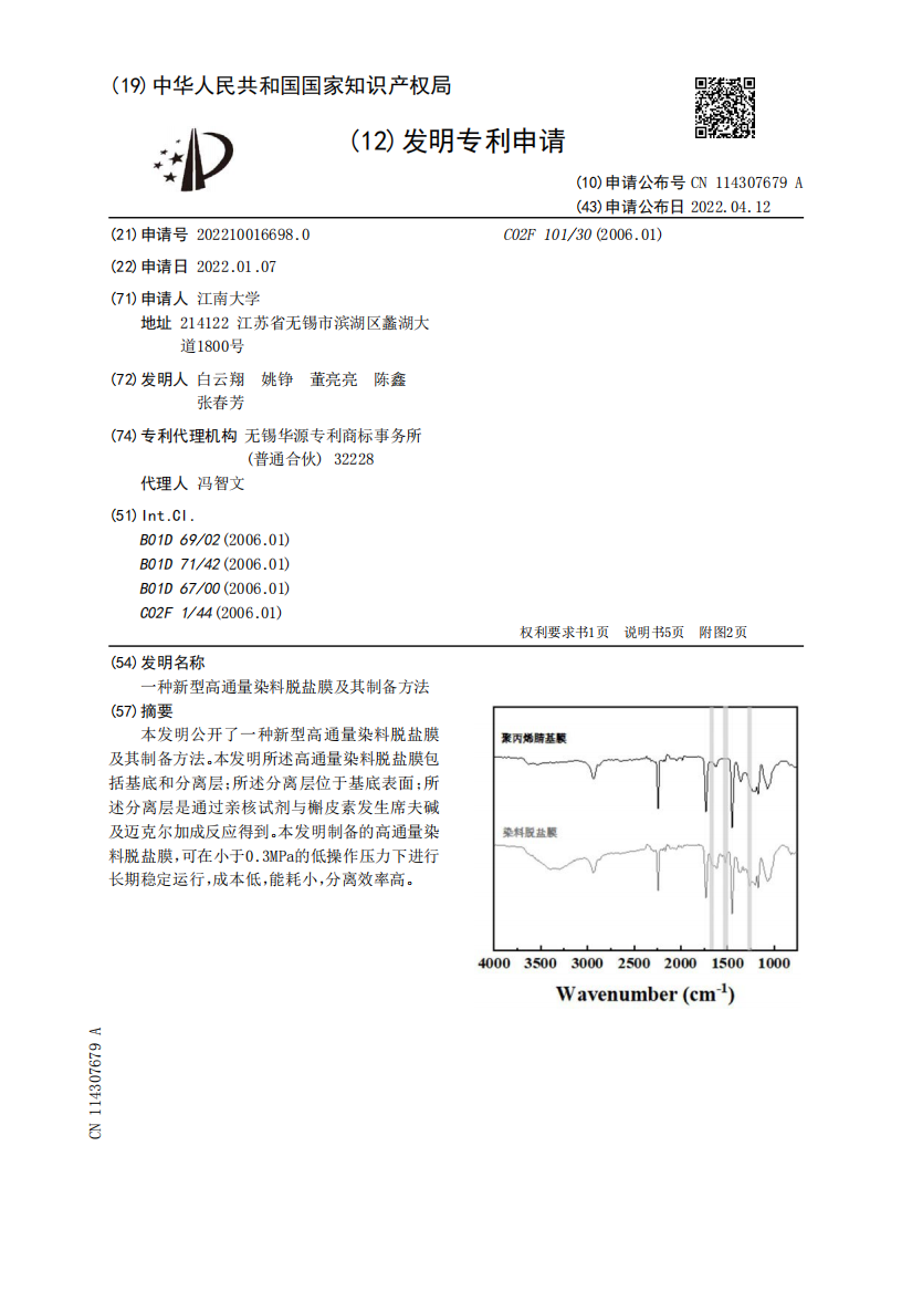 一种新型高通量染料脱盐膜及其制备方法