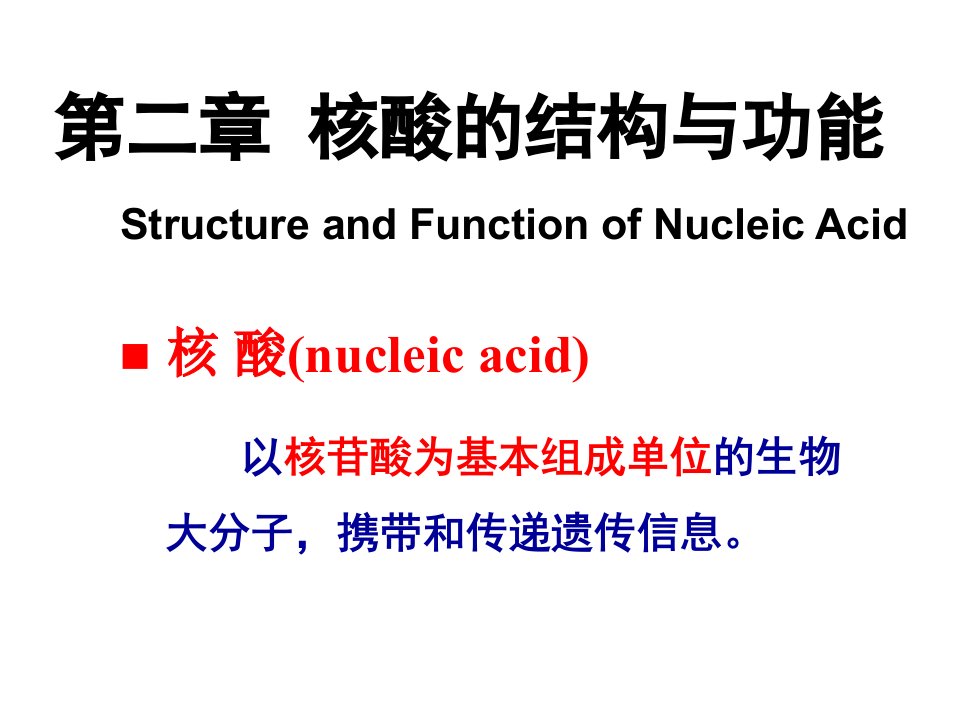 大学课件：生物化学之核酸的结构与功能