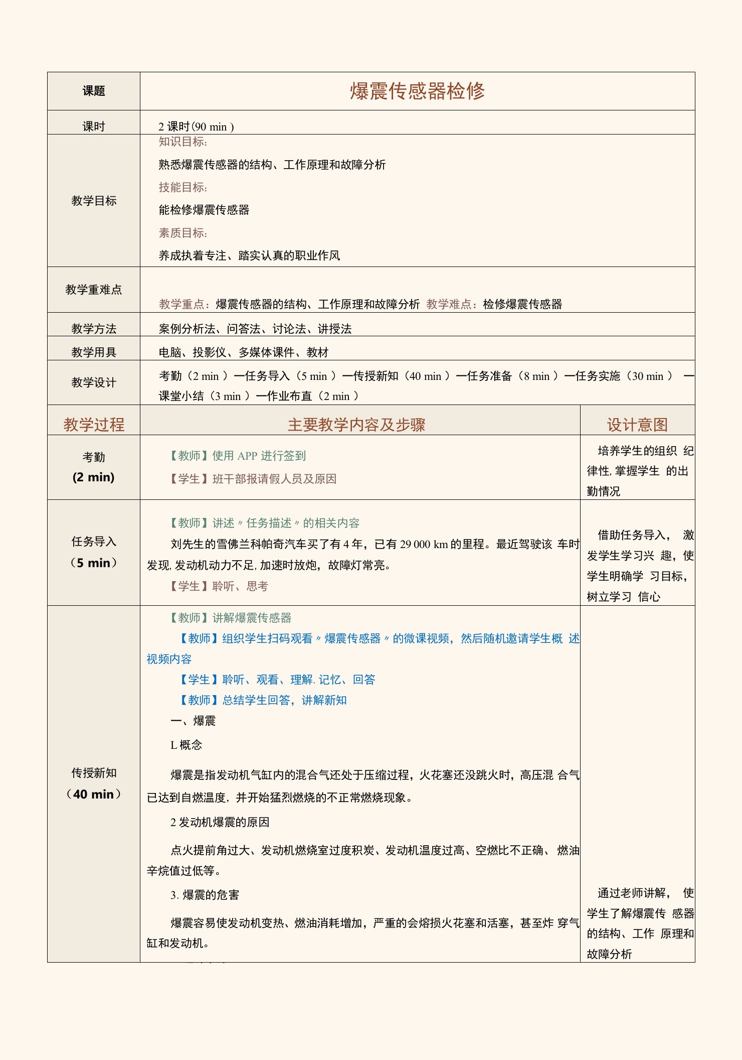 《汽车发动机电控系统检修》教案