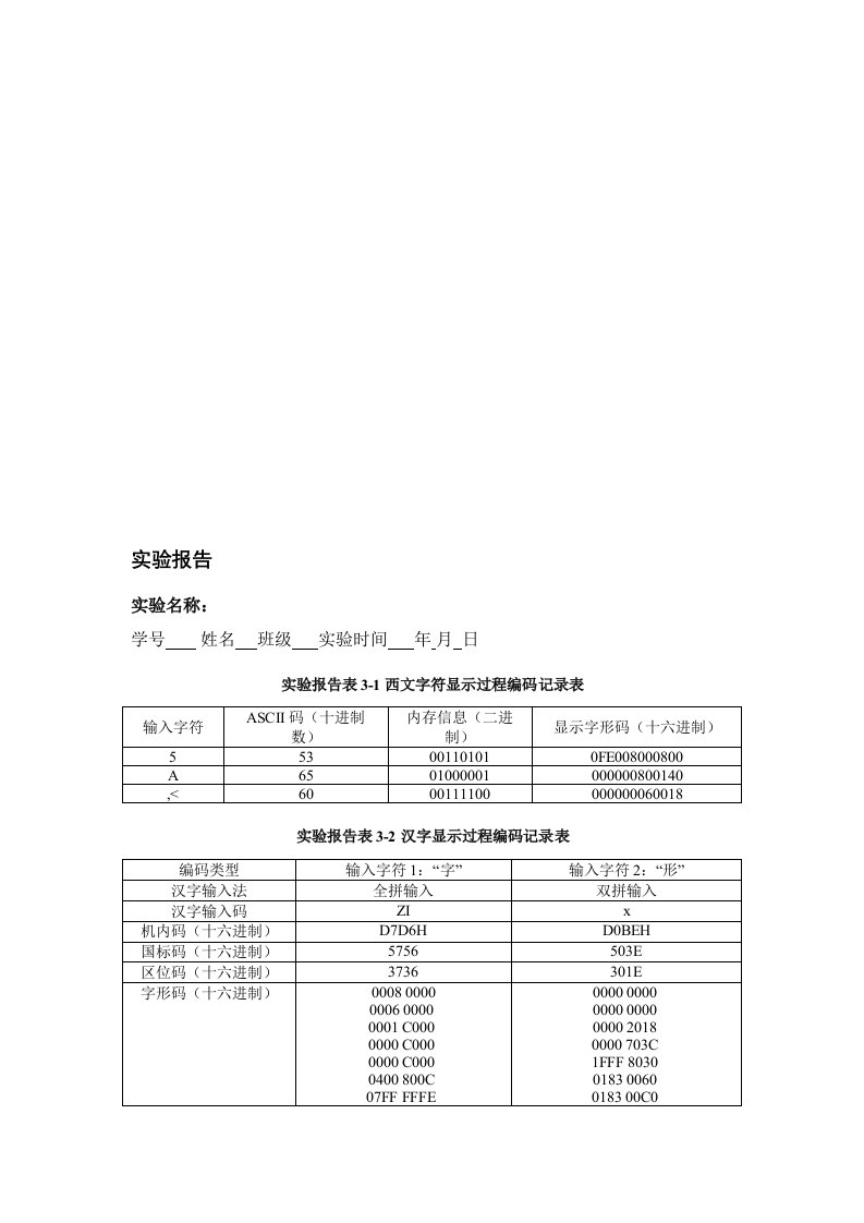 北理工大学计算机实验三-字符编码与信息交换