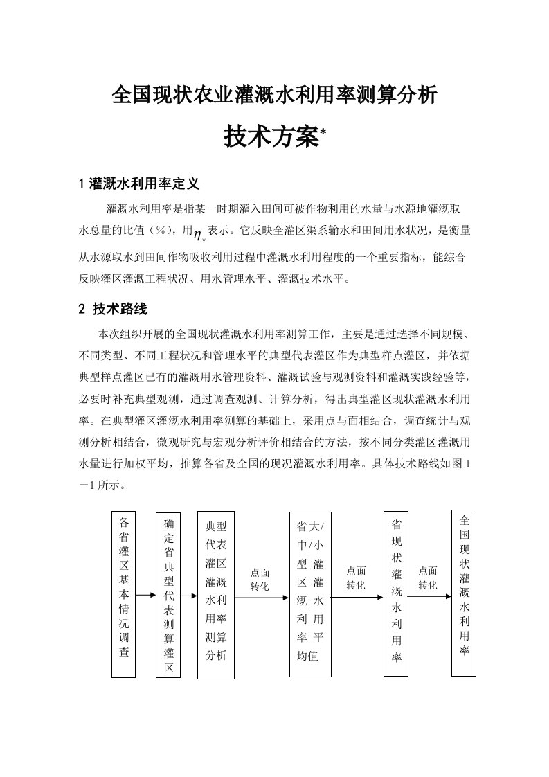 全国现状农业灌溉水利用率测算分析