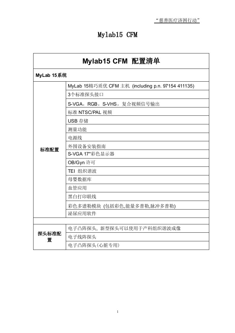 精选慈善医疗济困行动捐助产品配置单doc-Mylab15C