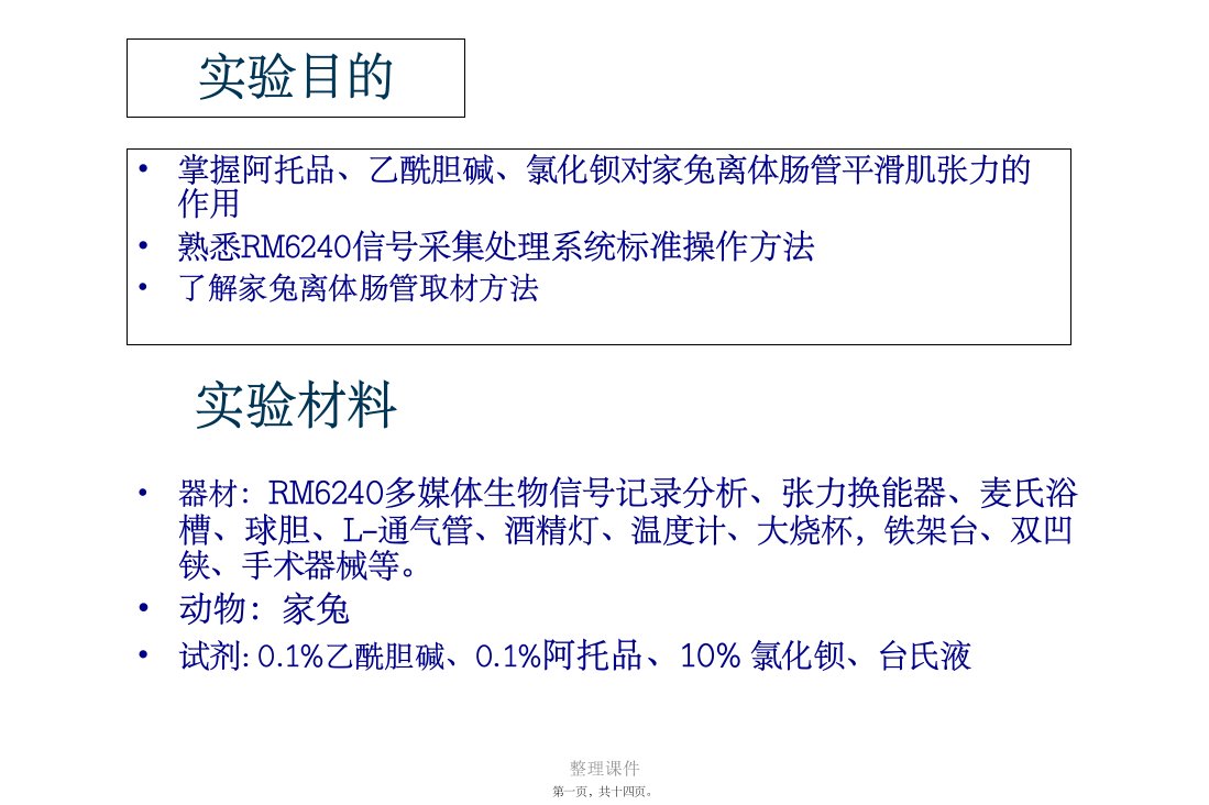 乙酰胆碱阿托品对家兔离体肠管的影响