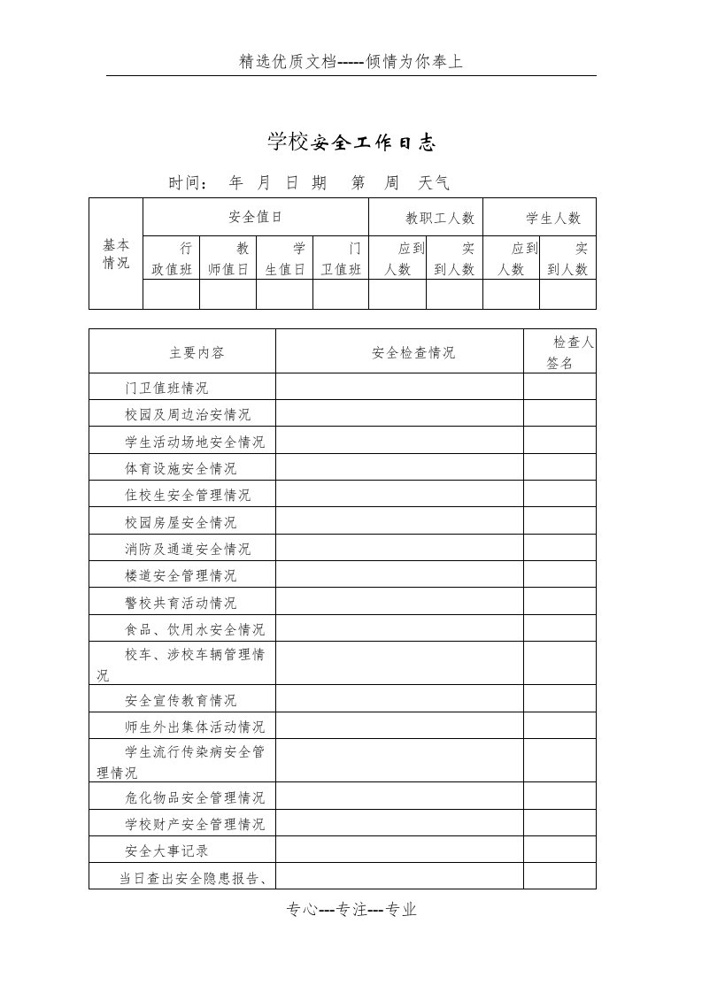 校园安全工作日志(共2页)