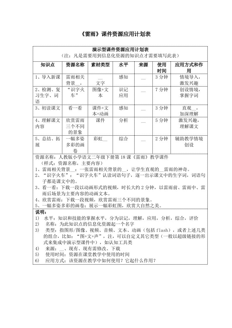 小学-语文-课件资源应用计划表