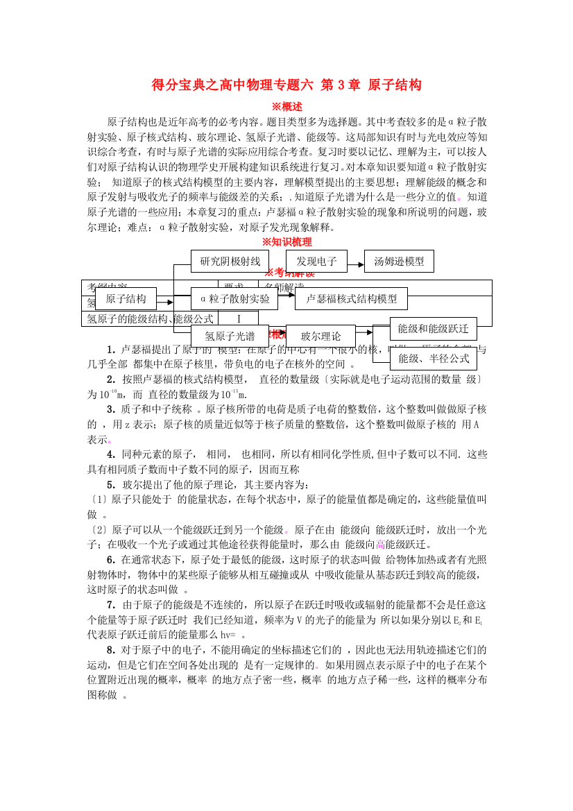 （高中物理）得分宝典之专题六第3章原子结构