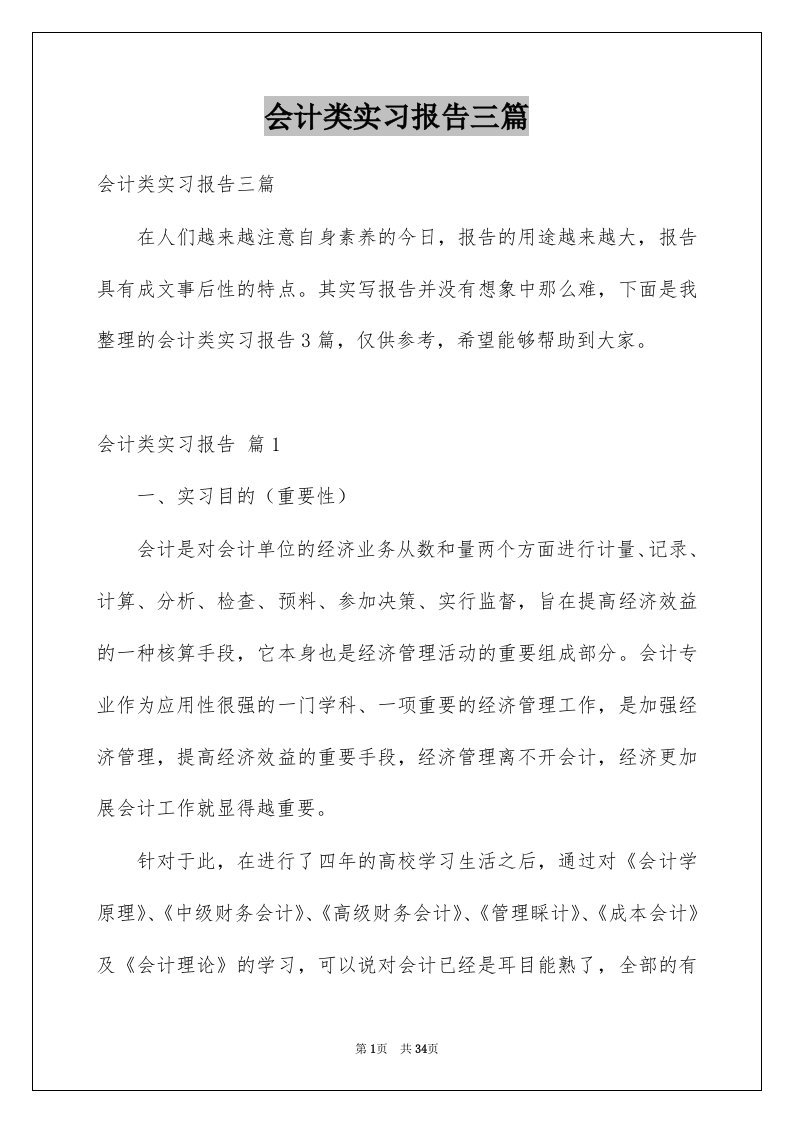 会计类实习报告三篇例文6