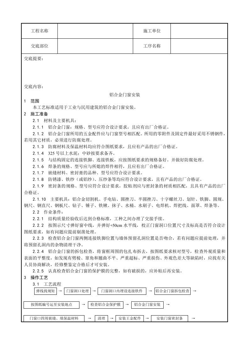 门窗工程铝合金门窗安装工艺2