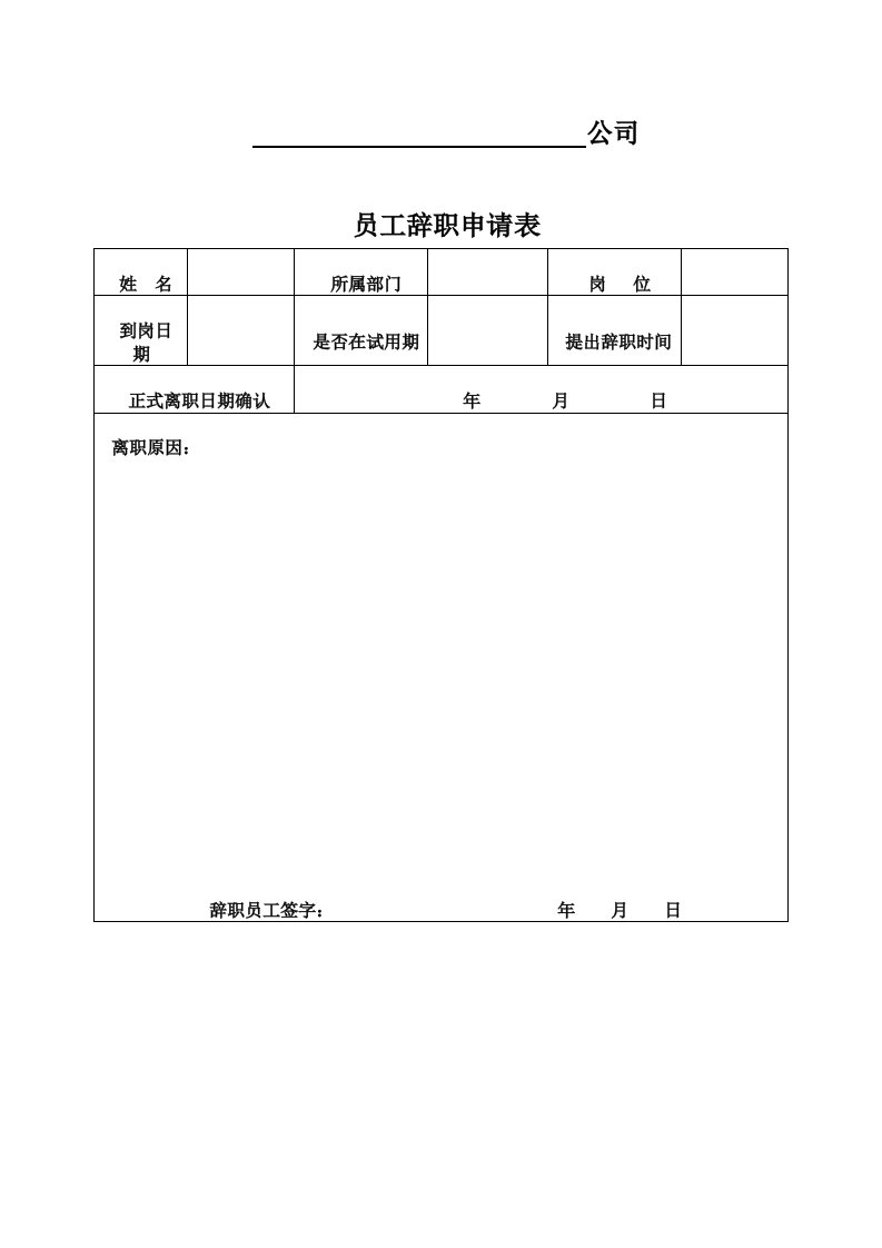 员工辞职申请表,离职审计报告