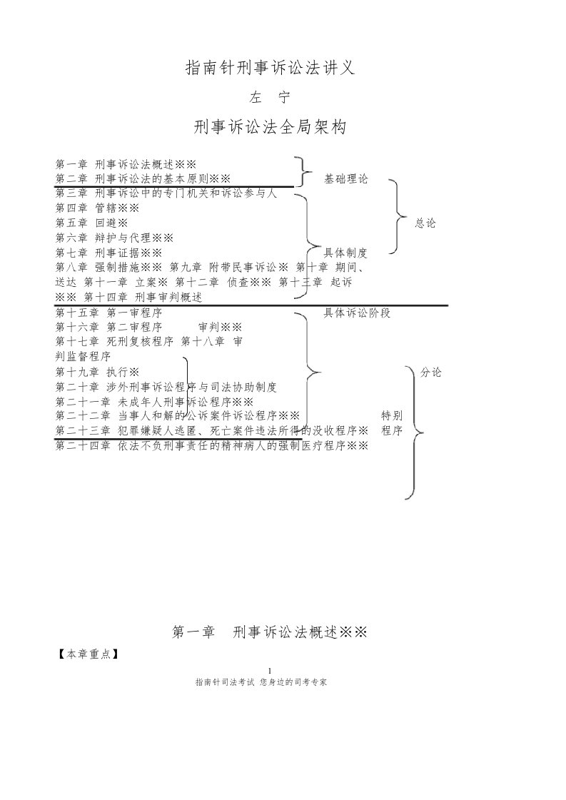 【指南针司考】刑事诉讼法左宁讲义