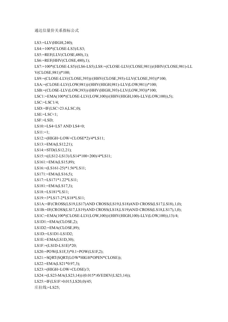 通达信量价关系指标公式