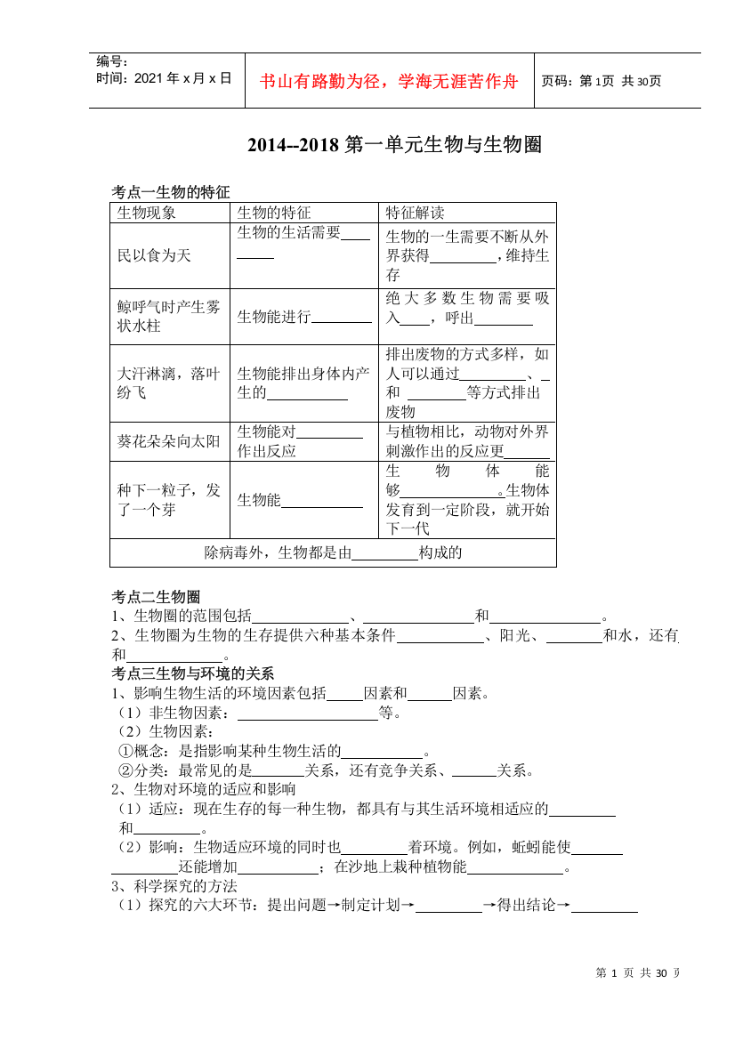 XXXX-2018生物总结