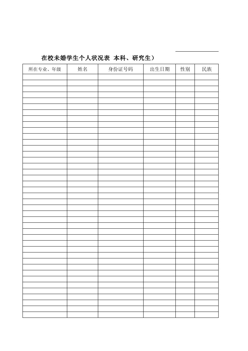 全员人口登记信息表