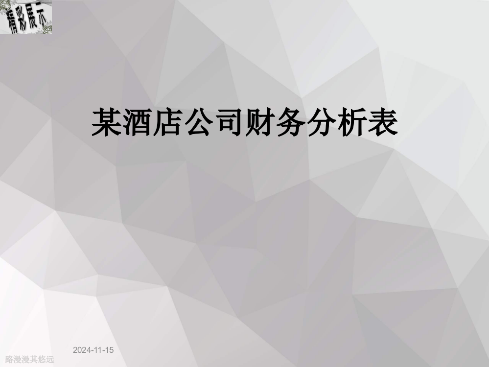 某酒店公司财务分析表