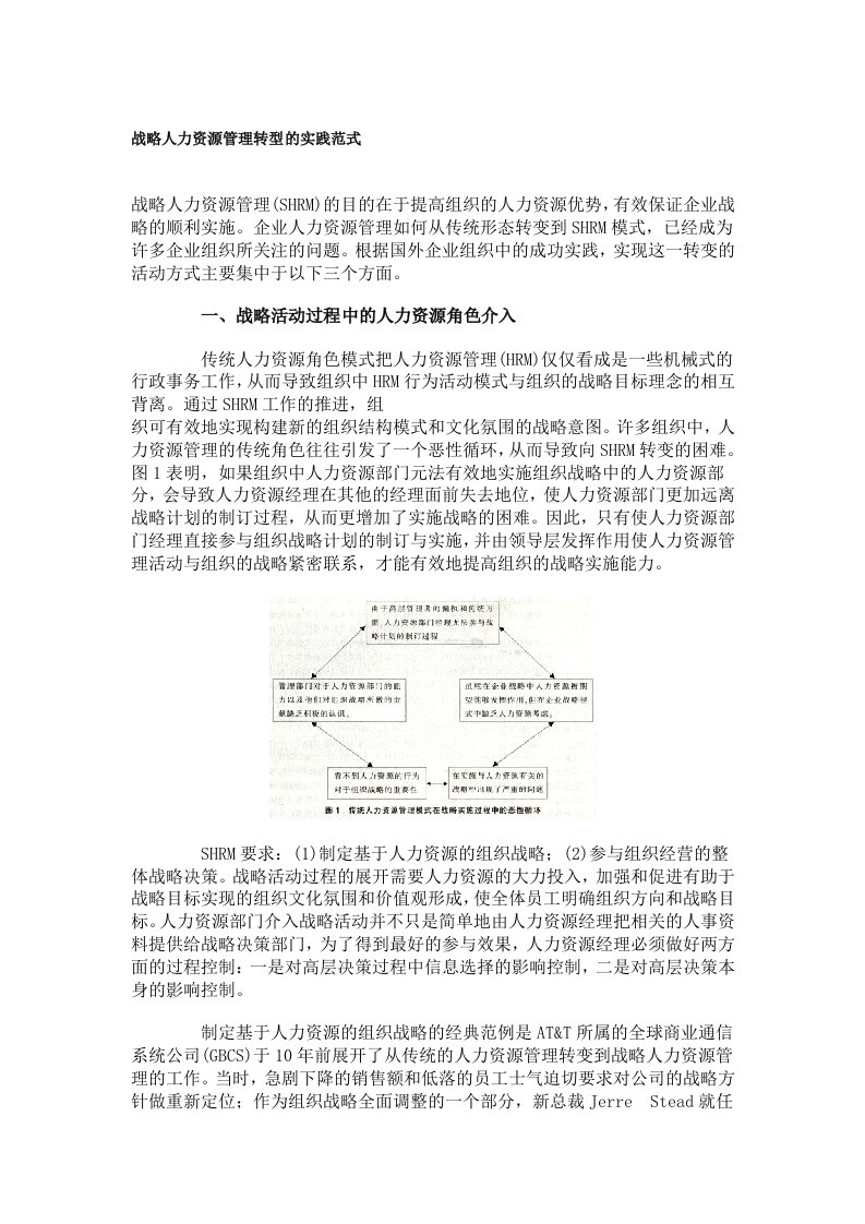 精选战略人力资源管理转型的实践范式