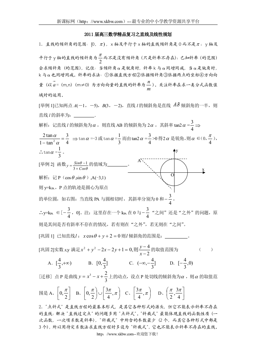 直线的方程、两条直线的位置关系、线性规划文库